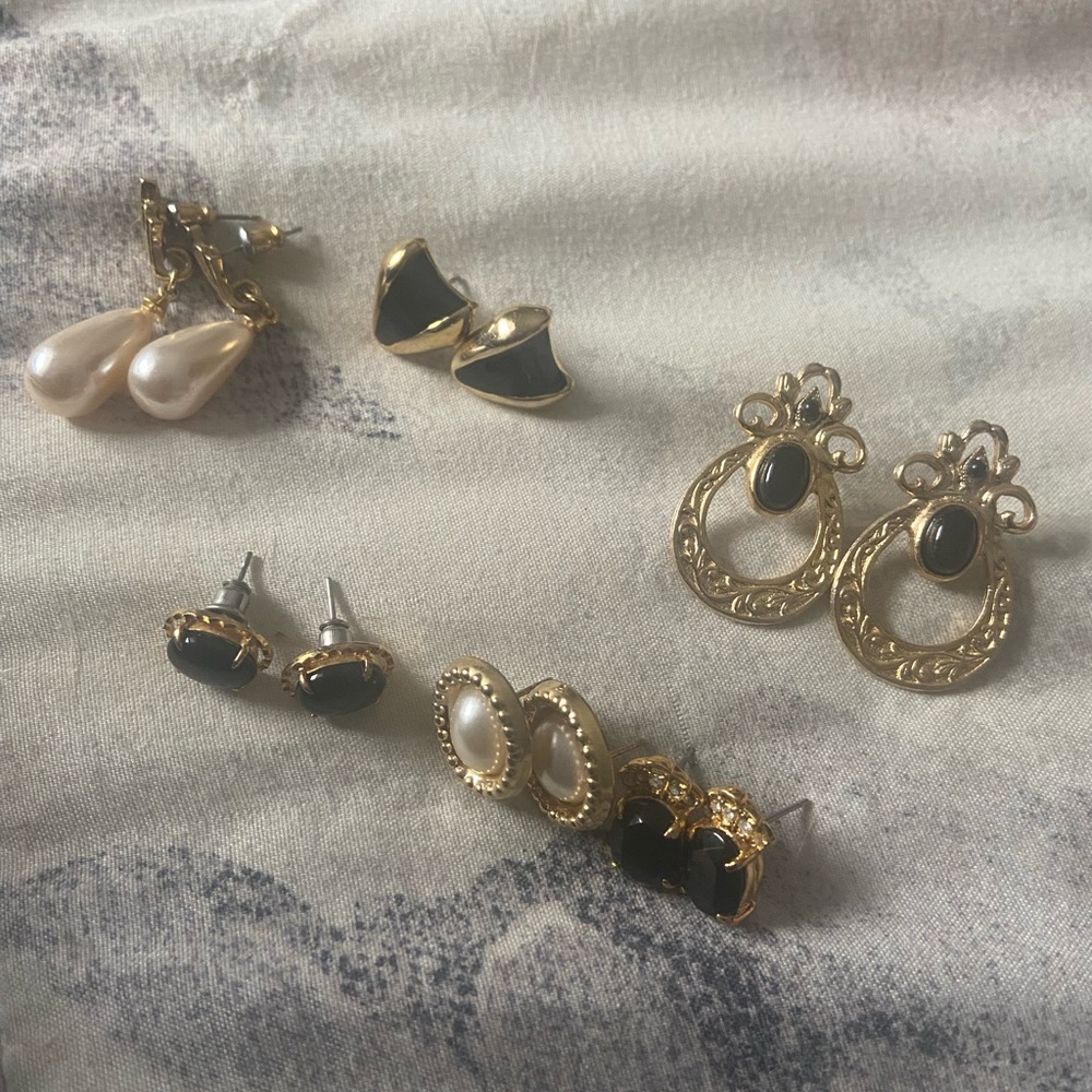 Gold Tone Earrings 6 pairs